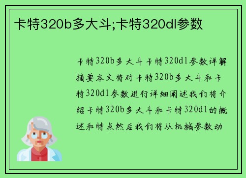 卡特320b多大斗;卡特320dl参数