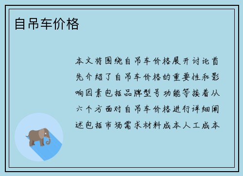 自吊车价格